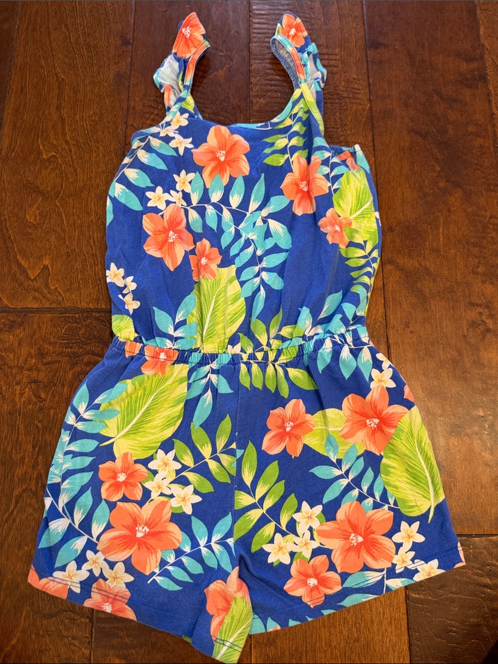 The Children’s Place Girls' Blue Tropical Floral Romper